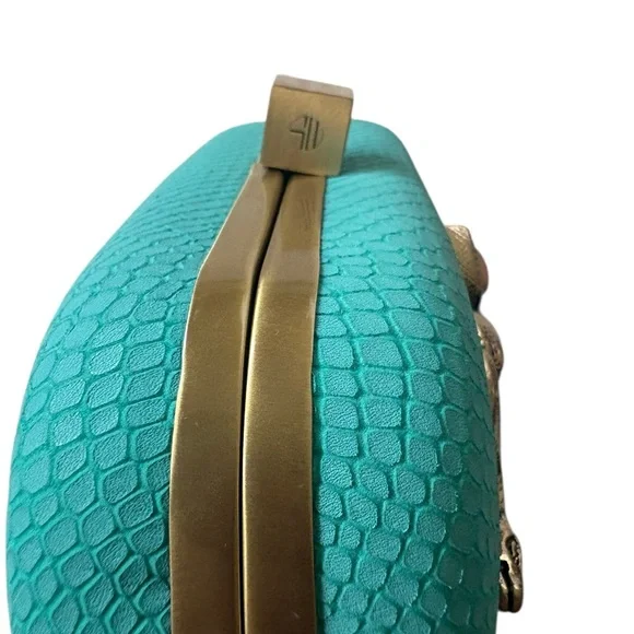 Samantha Wills Hand Crafted Turquoise Snakeskin Snake Motif Box Clutch - Picture 15 of 15